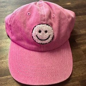 Pink cotton smiley hat